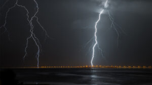 Lightning over Howard Frankland Bridge in Tampa (iStock image)