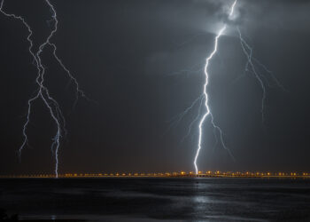 Lightning over Howard Frankland Bridge in Tampa (iStock image)
