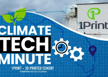Screenshot of Climate Tech Minute video featuring 1Print (FAU CES)