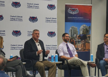A panel discussion on the Florida Wildlife Corridor Act was held at Florida Atlantic University. (Naomi von Bose photo)