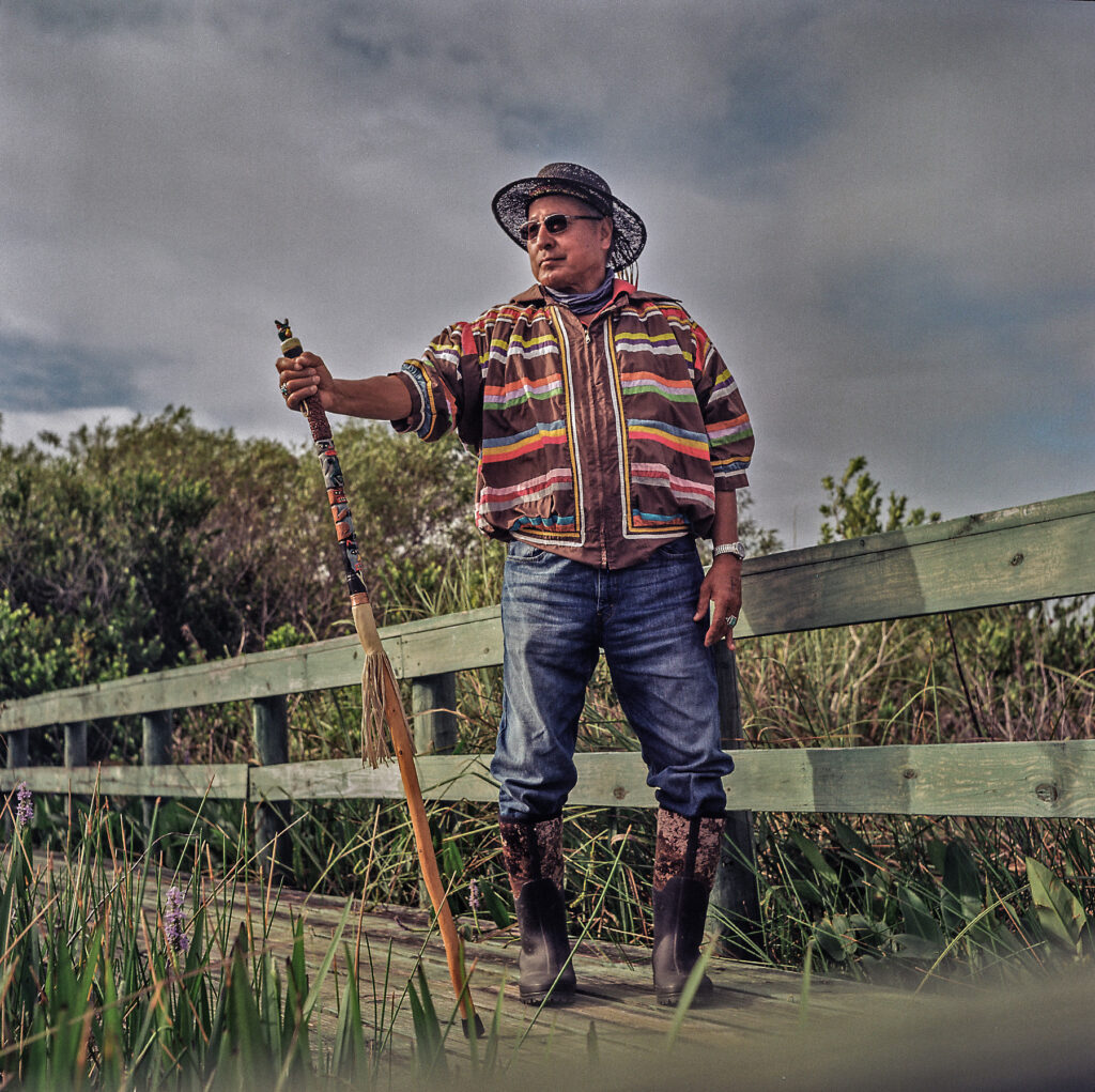 Miccosukee Elder Michael Frank visits his family’s Tree Island where he spent part of his youth. (Patrick Farrell for WLRN)