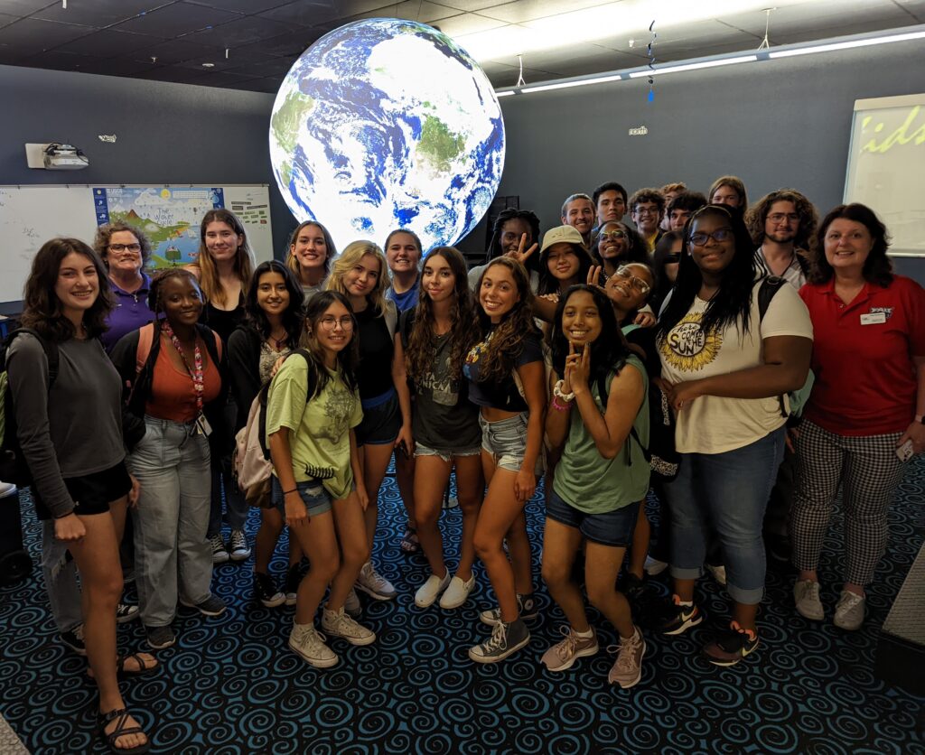 FAU Pine Jog Climate READY Ambassadors visit Galaxy E3 Elementary School, a Platinum level LEED certified facility, in Boynton Beach, FL to learn more about green building technology and experience climate, weather, and resilience lessons on NOAA's Science on a Sphere. (FAU Pine Jog)