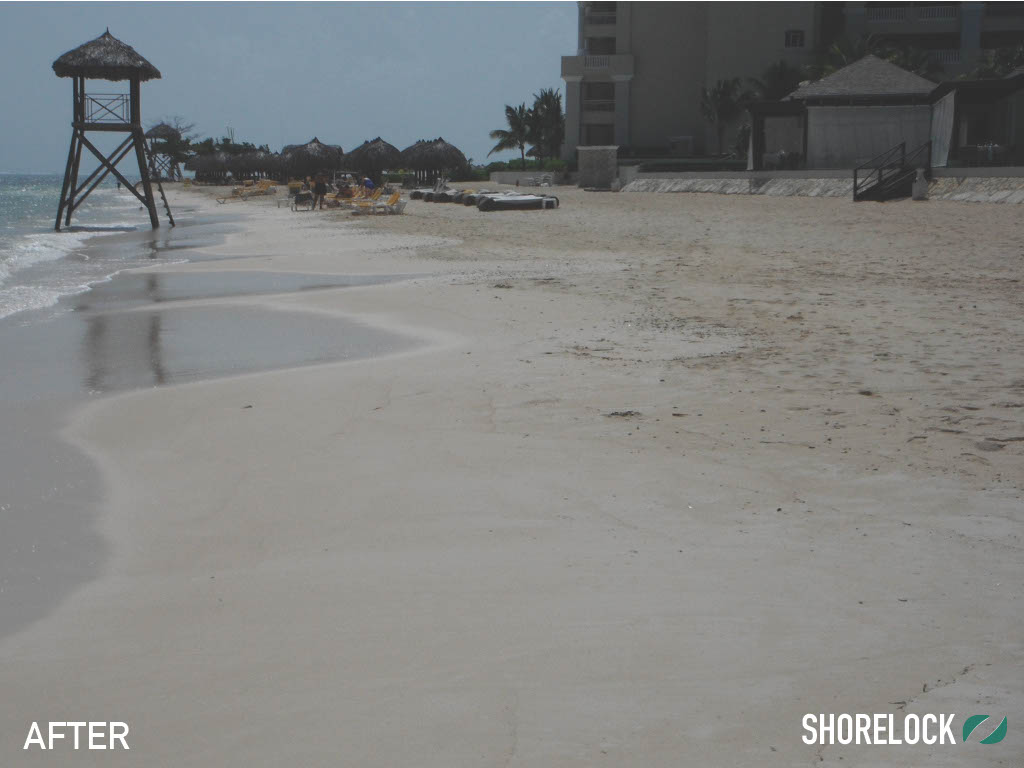 The beach at Iberostar Resort in Jamaica after the Shorelock process was used (Photo courtesy of Shorelock)