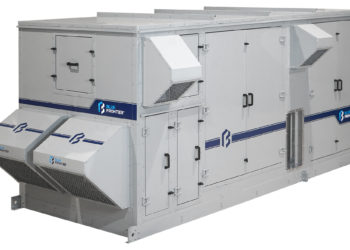 Blue Frontier, a Boca Raton-based startup, created the world’s first packaged Liquid Desiccant-Enhanced Outdoor Air System, or LD-DOAS. Blue Frontier’s unit reduces non-fan air conditioning electricity consumption by up to 90%, according to the company. It also reduces the global warming potential impact of refrigerant by 85%. (Blue Frontier)