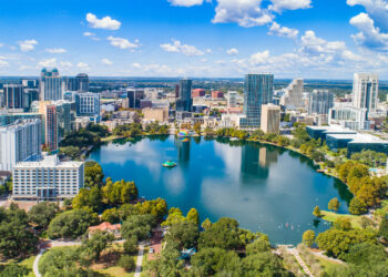 An aerial view of Lake Eola Park and downtown Orlando (iStock image)