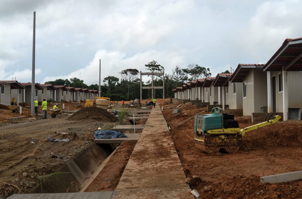 Gardi Sugdub residents have still not been given keys to their new homes on the mainland. Houses on the new site have a standard design using modern materials, such as concrete, unlike the traditional homes with thatched roofs on the island. (Image courtesy of Human Rights Watch)