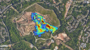 Methane plumes detected by plane at a Georgia landfill surrounded by homes. (Carbon Mapper)