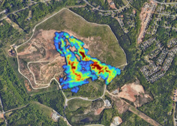 Methane plumes detected by plane at a Georgia landfill surrounded by homes. (Carbon Mapper)