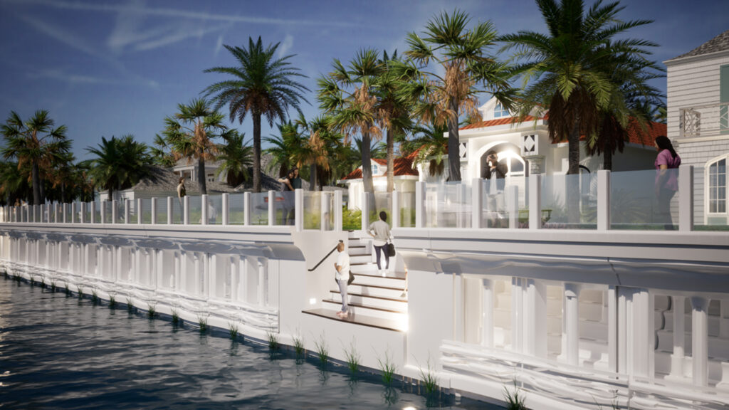 A rendering of a seawall system developed by Smart Seawall Technologies (Image courtesy of Smart Seawall Technologies)