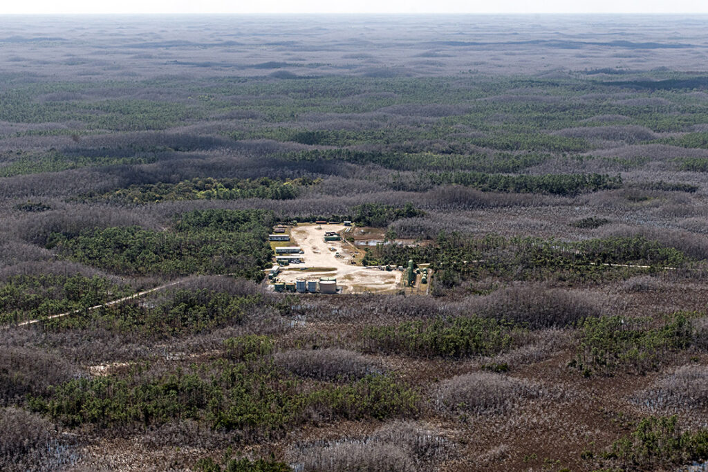 Raccoon Point (pictured) together with Bear Island were responsible for 585 barrels of oil a day in 2020, about one-seventh of Florida’s daily total. (Credit: National Parks Conservation Association/LightHawk)