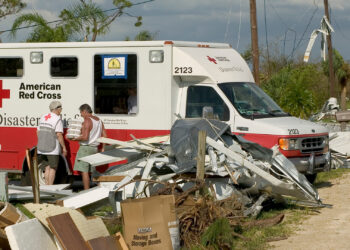 The Red Cross delivers means to hurricane victims in Florida as part of disaster relief efforts. (Andrea Booher, Public domain, via Wikimedia Commons)