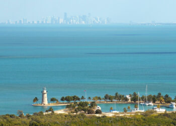 The Miami skyline across Biscayne Bay from Boca Chita Key in Biscayne National Park (Judd Patterson, National Park Service, Public domain, via Wikimedia Commons)