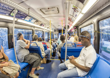 Riders on a downtown Metrobus in Miami (iStock image)