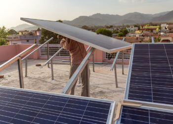 Solar panels are installed in a village in India (iStock image)