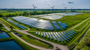 Solar panels and wind turbines on a landfill (iStock image)