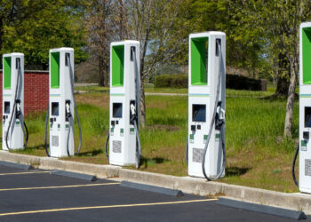 Chargers for electric vehicles in a mall parking lot (iStock image)