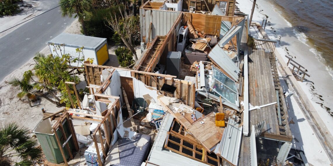 A home in Anna Maria Island severely damaged by Hurricane Milton. (Ubuntwo, CC BY-SA 4.0, via Wikimedia Commons)