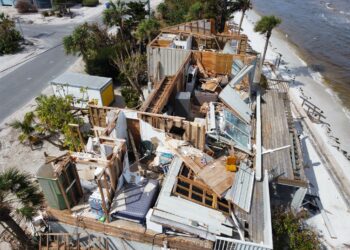 A home in Anna Maria Island severely damaged by Hurricane Milton. (Ubuntwo, CC BY-SA 4.0, via Wikimedia Commons)