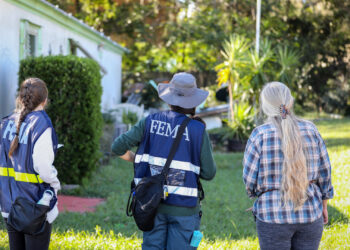 FEMA Disaster Survivor Assistance teams, along with FEMA Corps members, canvass Lake County to help residents after Hurricane Milton. (Chief Petty Officer Daniel M. Young/U.S. Naval Forces Europe-Africa, via Defense Visual Information Distribution Service)