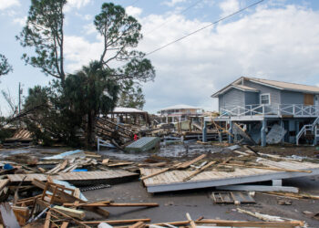 U.S. Airmen clear roads in Keaton Beach after the landfall of Hurricane Helene. (Staff Sgt. Jacob Hancock/U.S. Air National Guard, via Defense Visual Information Distribution Service)