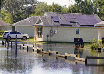 Flooding remained in parts of Sumter County long after Hurricane Milton. (Patrick Moore/Federal Emergency Management Agency, via Defense Visual Information Distribution Service)