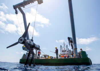 Florida Atlantic University’s Southeast National Marine Renewable Energy Center worked with OceanBased Perpetual Energy in 2020 to test turbines in generating energy from ocean currents. (Submitted image)