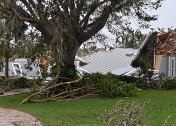 U.S. soldiers from the Florida and South Carolina National Guard search for residents in need of assistance near Stuart on Oct. 10. Areas of the city were decimated by tornadoes spawned by Hurricane Milton as the storm progressed across Florida. (U.S. Air National Guard photo by Tech Sgt. Chelsea Smith, via Defense Visual Information Distribution Service)