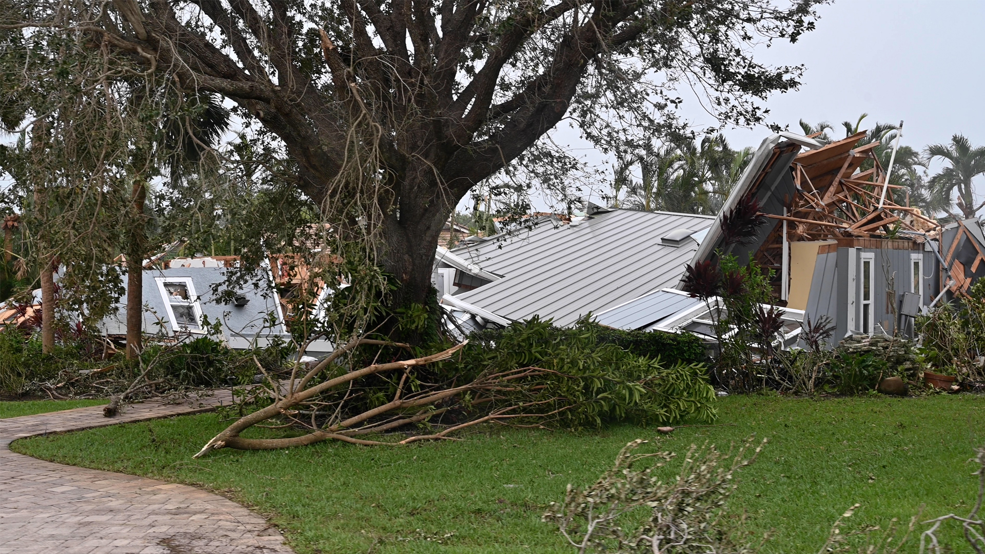U.S. soldiers from the Florida and South Carolina National Guard search for residents in need of assistance near Stuart on Oct. 10. Areas of the city were decimated by tornadoes spawned by Hurricane Milton as the storm progressed across Florida. (U.S. Air National Guard photo by Tech Sgt. Chelsea Smith, via Defense Visual Information Distribution Service)