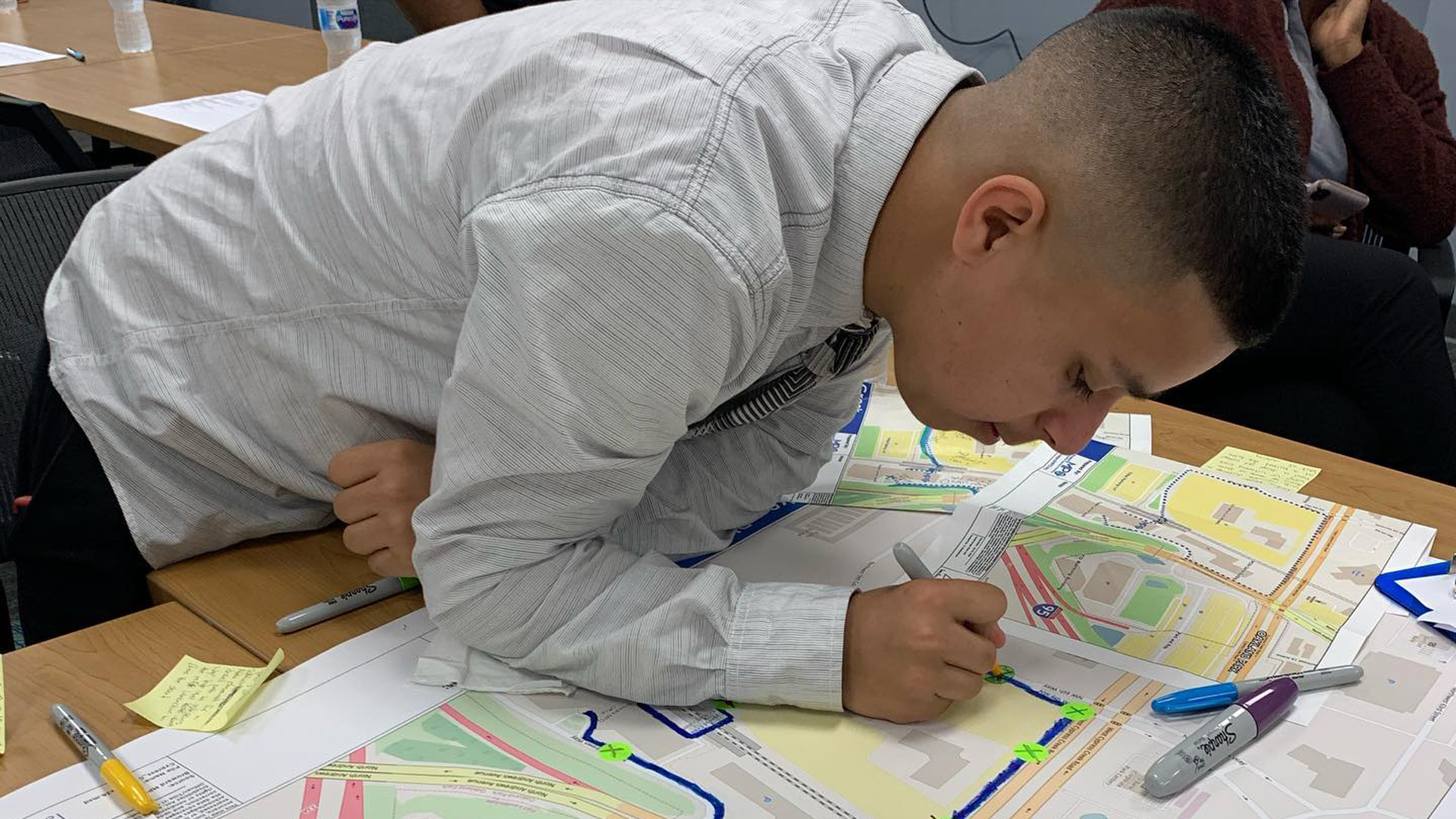 Students engage in hands-on activities as part of the Think Like a Planner program, learning sustainable urban planning with MODS and the Broward MPO. (Photo courtesy of MODS)