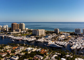 An aerial view of the Fort Lauderdale International Boat Show in 2021 (iStock image)