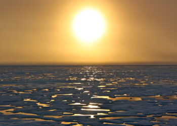 Sunset on the Chukchi Sea in the Arctic (NASA Goddard Space Flight Center, Public domain, via Wikimedia Commons)