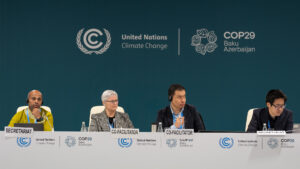 Negotiations are held at the United Nations climate change conference known as COP29. (UN Climate Change - Kiara Worth, via Flickr, CC BY-NC-SA 2.0)