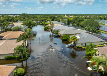 A flooded street in Sarasota following Hurricane Debby (iStock image)