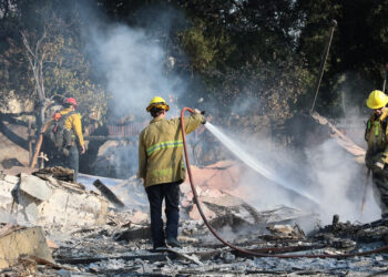 The Eaton Fire in Los Angeles County in January 2025. (CAL FIRE, Public domain, via Wikimedia Commons)