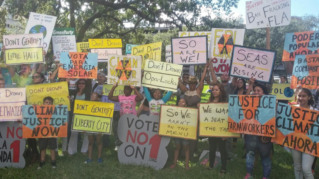 Green Party of Florida members take part in a protest over the gentrification of Liberty City in Miami. (Photo courtesy of Green Party of Florida)