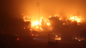 Destruction caused by the Palisades Fire in California (CAL FIRE, Public domain, via Wikimedia Commons)