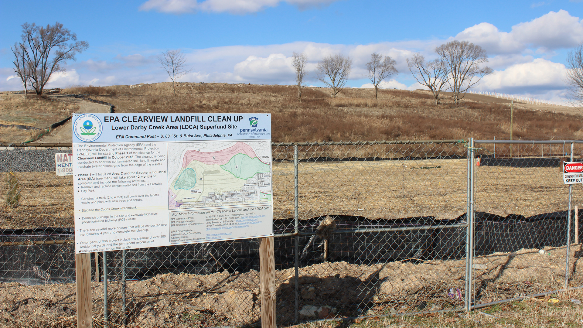 An EPA Superfund cleanup site in Pennsylvania, the Clearview landfill (Dwkaminski, CC BY-SA 4.0, via Wikimedia Commons)