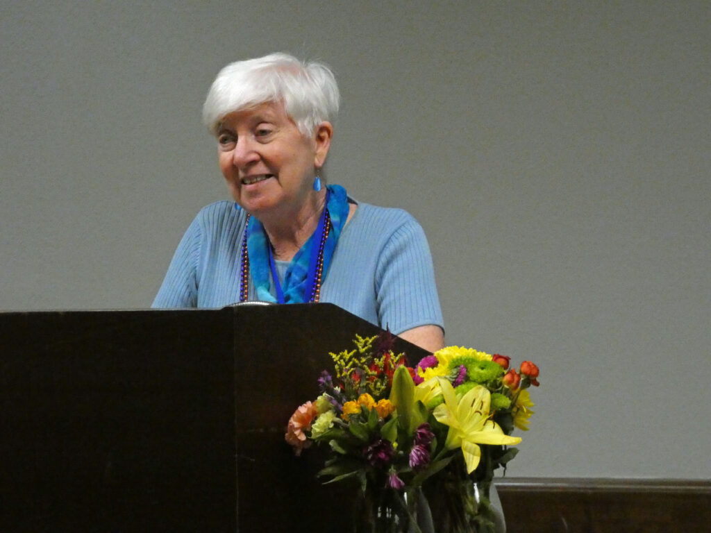 Author Mallory M. O’Connor speaks at the “Perspectives of Climate Change in Literature” panel discussion at the Sunshine State Book Festival in Gainesville on Feb. 1. (Chris O'Connor photo)