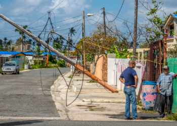 Power lines toppled by Hurricane Maria in Puerto Rico (USDAgov, Public domain, via Wikimedia Commons)