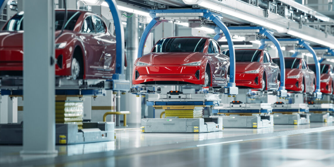 An electric vehicle assembly line (iStock image)
