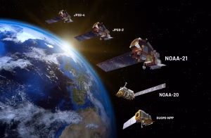 NOAA’s low earth orbiting satellites circle the planet from pole to pole and across the equator 14 times a day to provide a full picture of the year twice a day. The agency also has geostationary satellites that provide continuous coverage over the U.S. (NOAA)