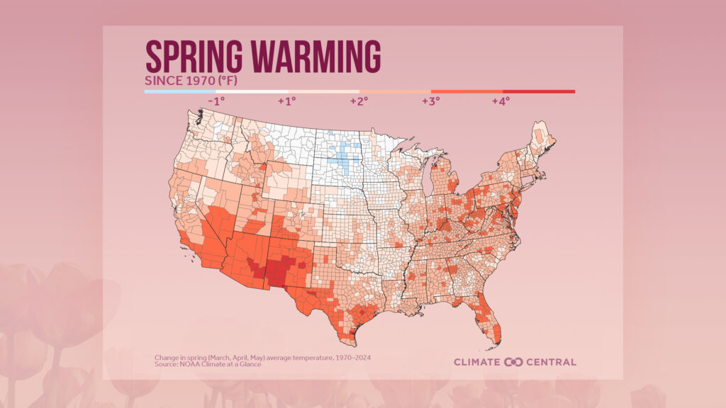 Climate Central found that temperatures increased in 234 of the 241 locations it studied, or about 97%, by an average of 2.4 F. (Graphic: Climate Central, Source: NOAA Climate at a Glance)