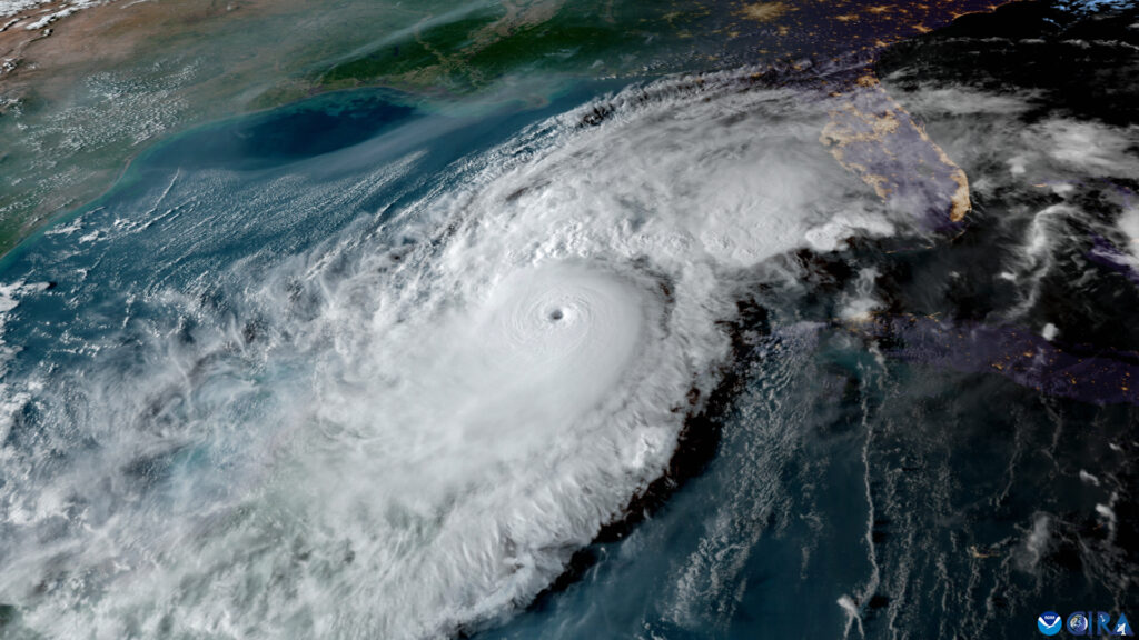 An image captured on a NOAA satellite of Hurricane Milton approaching the Gulf Coast of Florida. (NOAA)