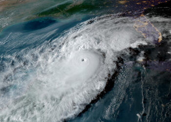 An image captured on a NOAA satellite of Hurricane Milton approaching the Gulf Coast of Florida. (NOAA)