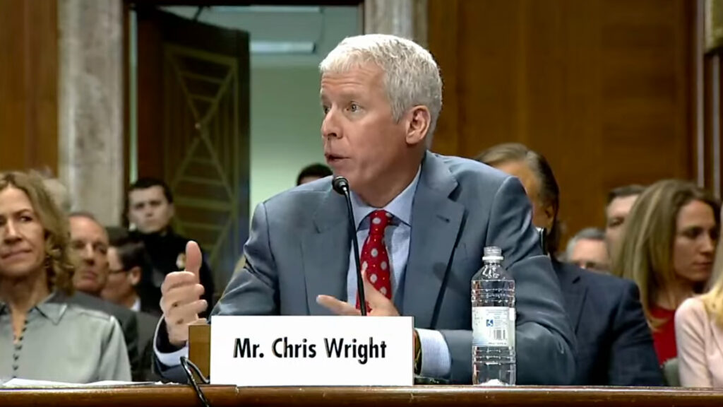 Chris Wright at his hearing to be U.S. secretary of energy (United States Senate, Public domain, via Wikimedia Commons)