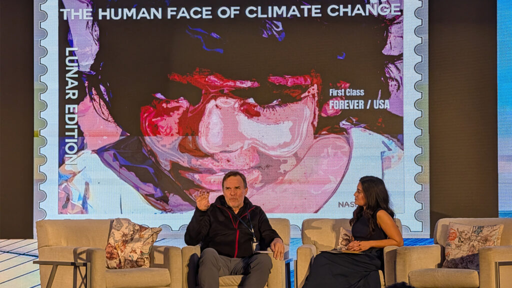Filmmaker Michael Nash speaks about his documentary "Climate Refugees" at the Climate Correction Conference in Orlando. (Kimberly Vardeman photo)
