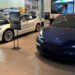 Teslas in a showroom in Miami (Phillip Pessar, CC BY 2.0, via Wikimedia Commons)
