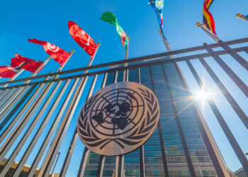 Flags outside the United Nations building in New York City (iStock image)
