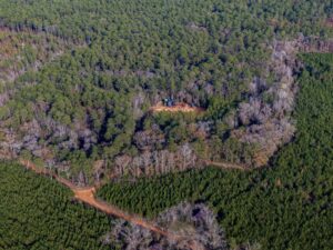 An aerial view of the only active oil and gas extraction site currently located within Conecuh National Forest, according to federal officials. (Credit: Lee Hedgepeth/Inside Climate News)
