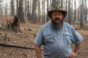 Jimmy Stiles, a field biologist, lives and works in Conecuh National Forest. He’s opposed to oil and gas development within its borders. (Credit: Lee Hedgepeth/Inside Climate News)